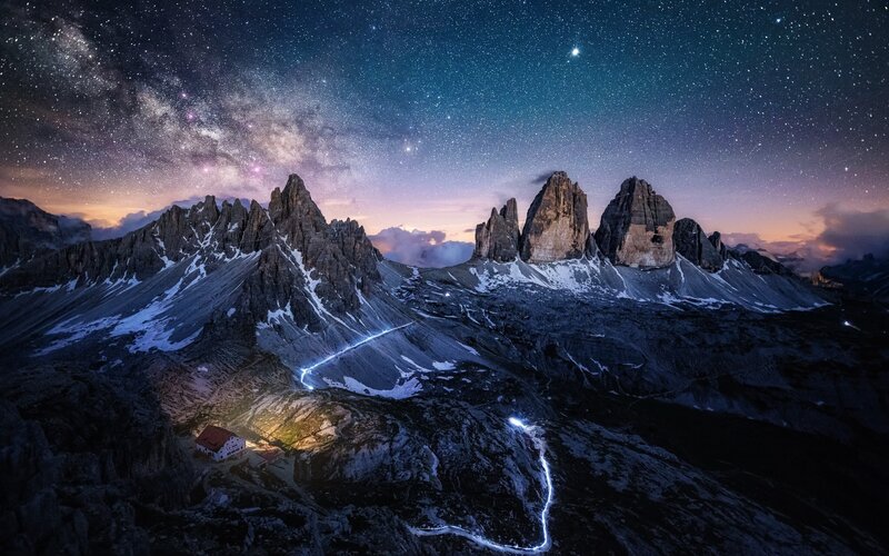 Mountain Peaks at Night — Blue, Dramatic