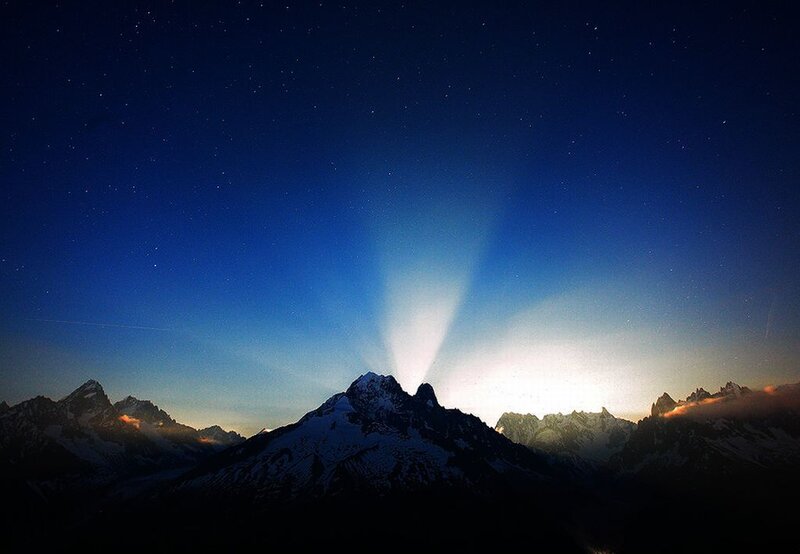 Mountain Peaks at Night