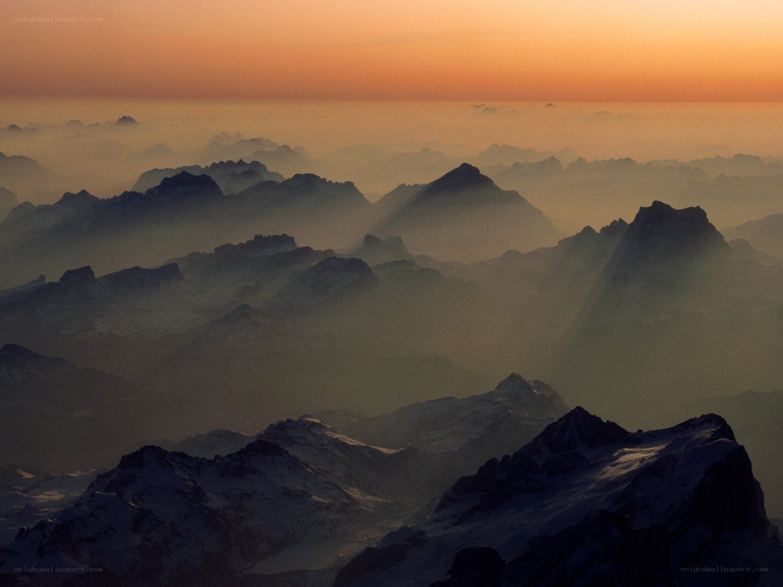 Mountain peaks at sunrise