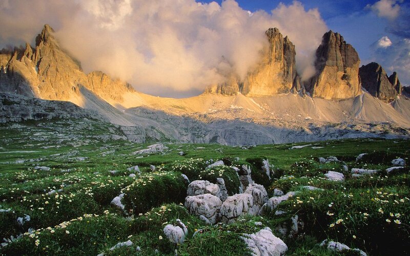 mountain peaks at sunrise