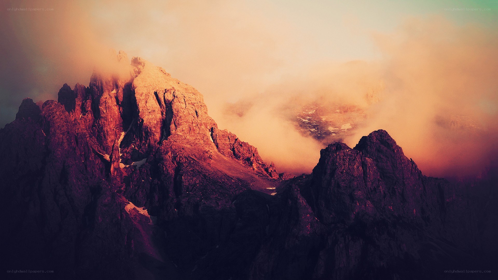 mountain peaks at sunrise