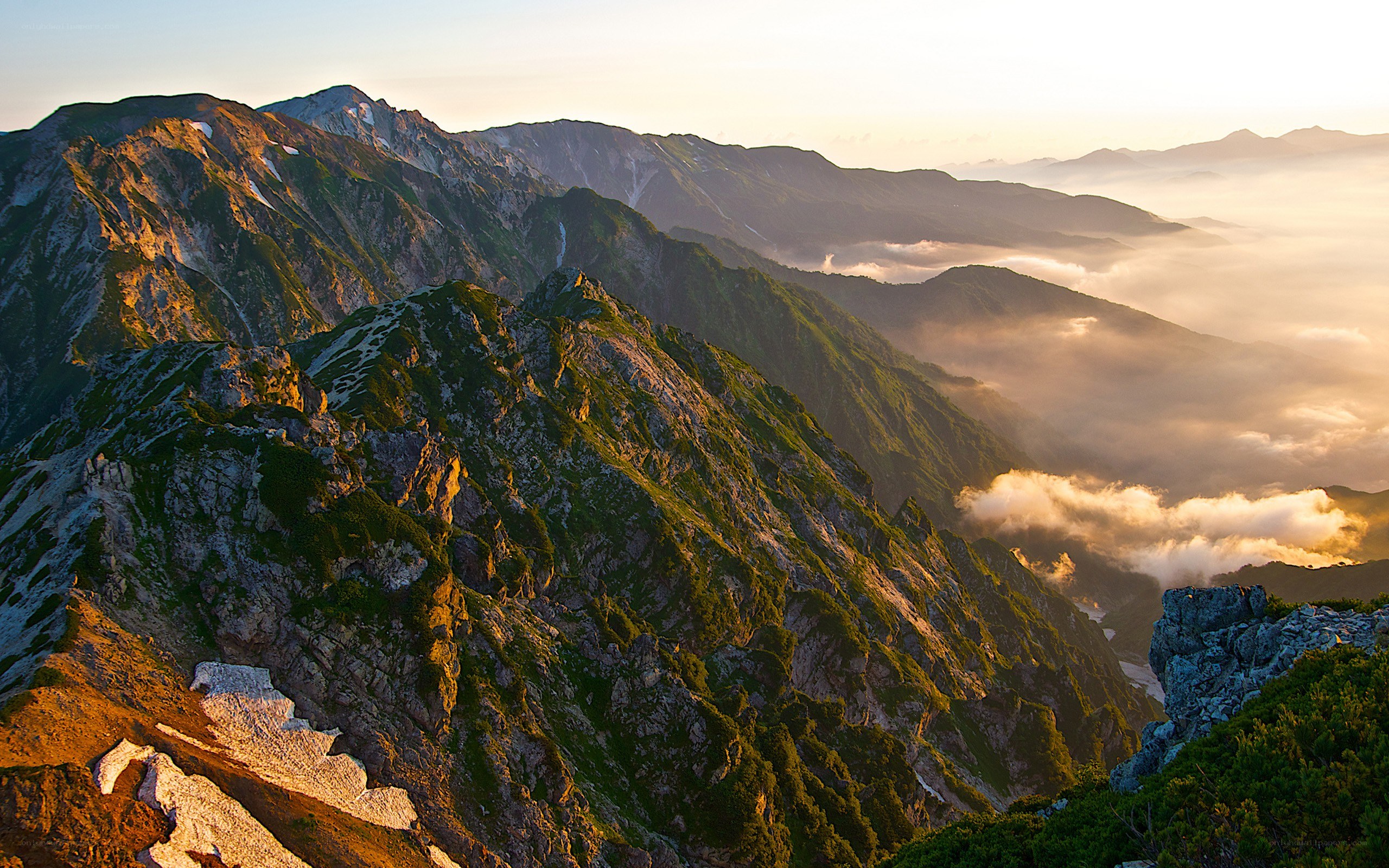Mountain peaks at sunrise