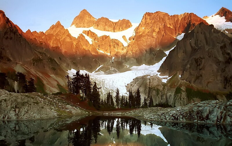 Mountain peaks at sunrise