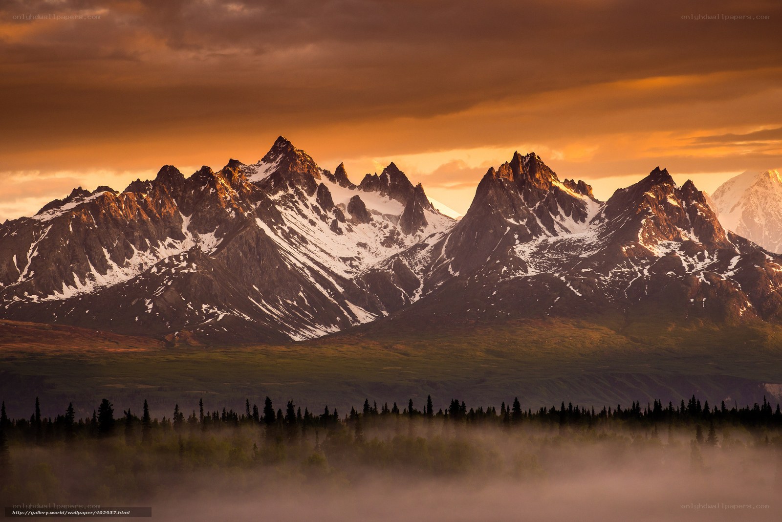 Mountain peaks at sunrise
