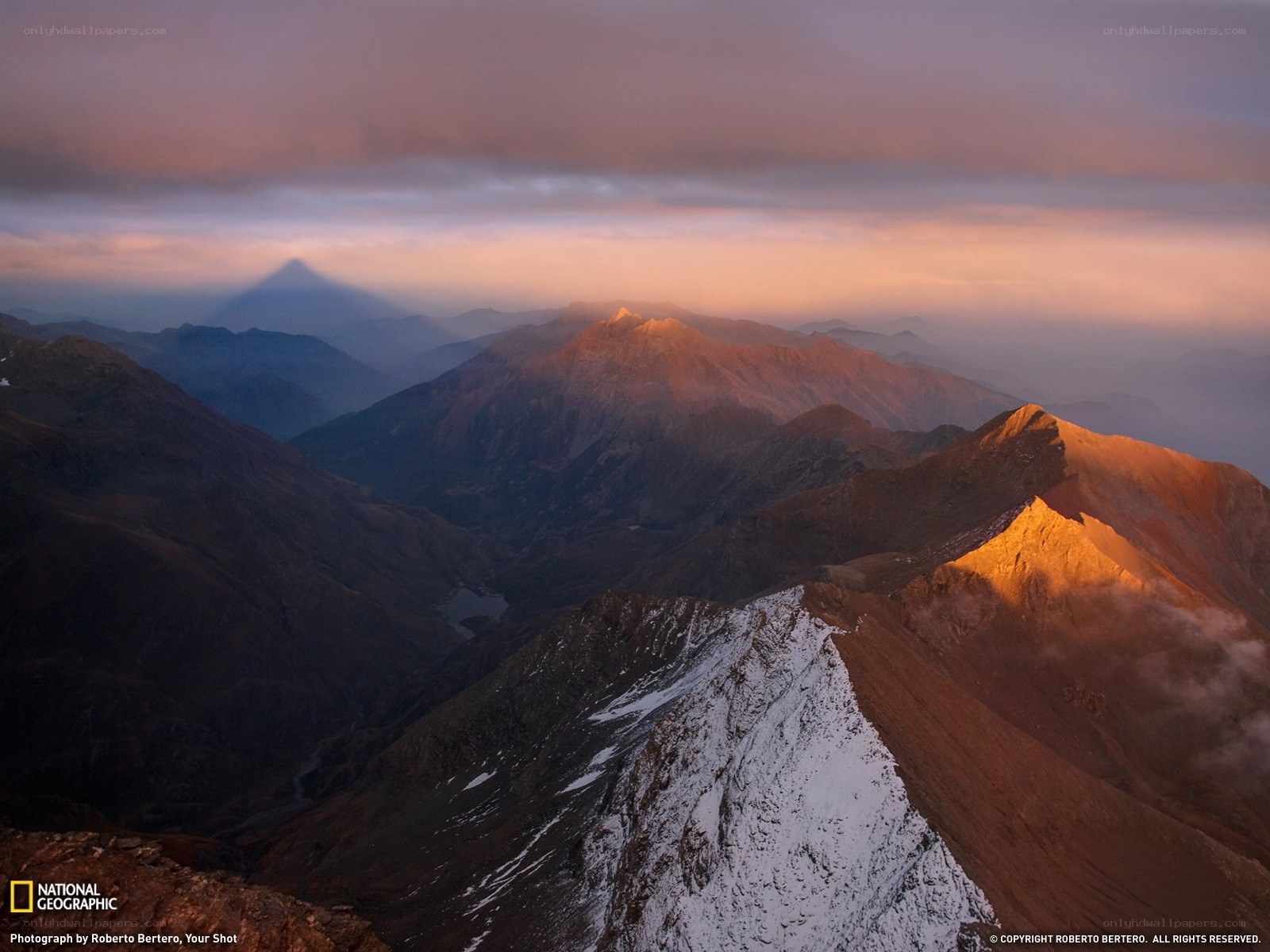 Mountain peaks at sunrise