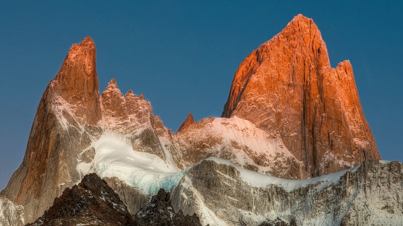 Mountain Peaks at Sunrise — Blue, Dramatic, Photograph