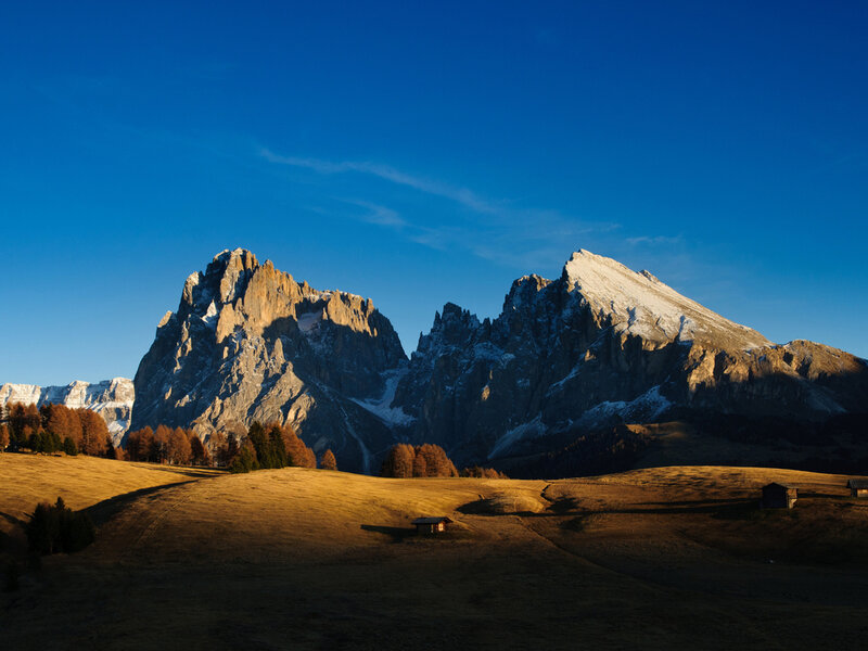 Mountain Peaks at Sunrise — Blue, Serene
