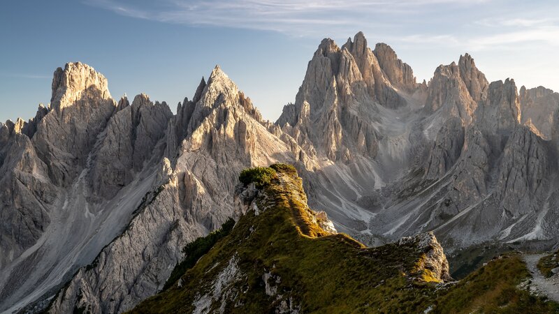 Mountain Peaks at Sunrise — Gray, Serene