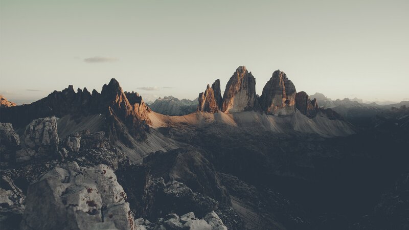 Mountain Peaks at Sunrise — Gray