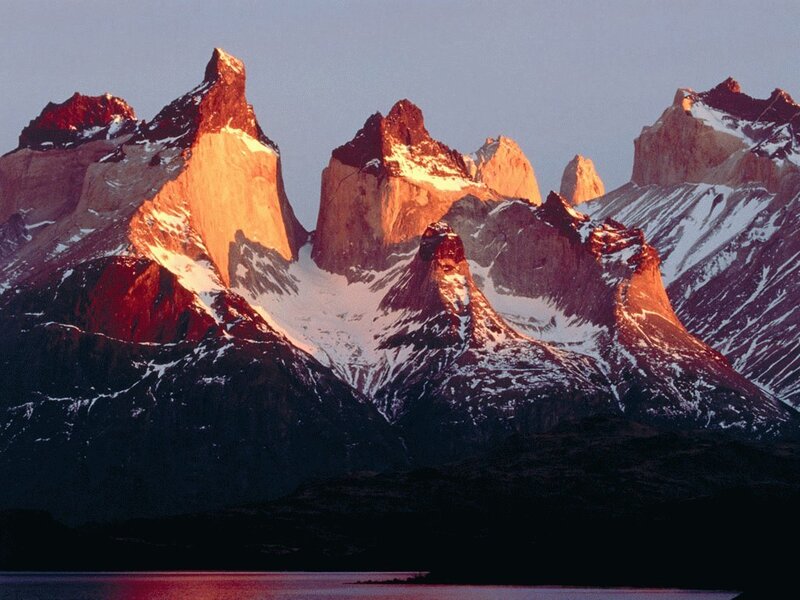 Mountain Peaks at Sunrise — Orange, Dramatic