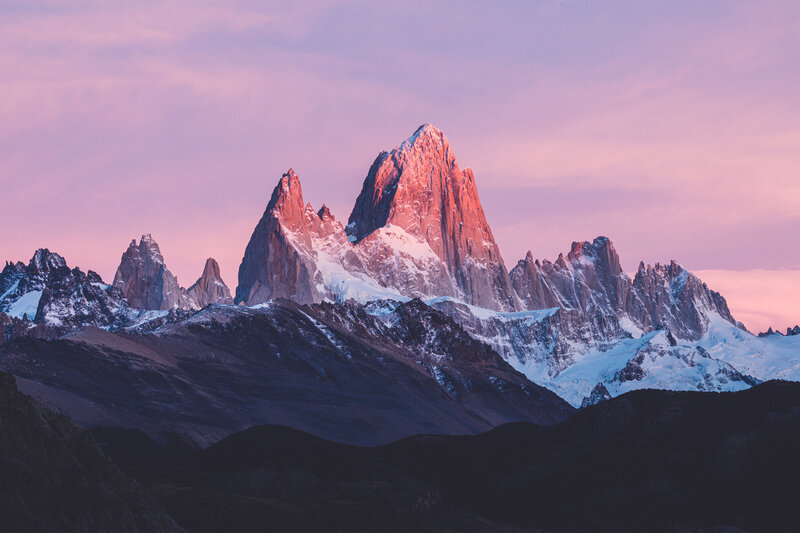Mountain Peaks at Sunrise — Pink