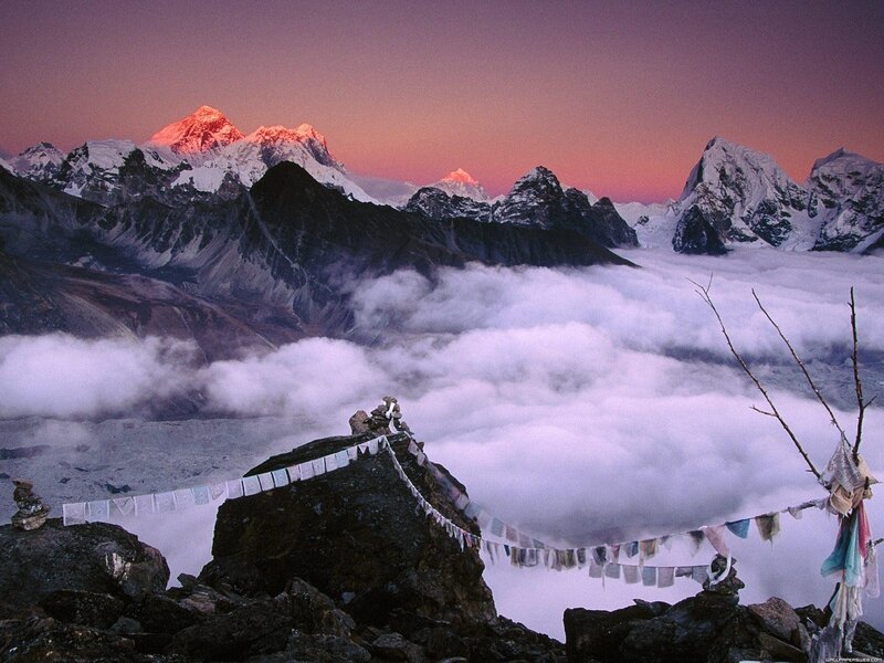 Mountain Peaks at Sunrise — Purple