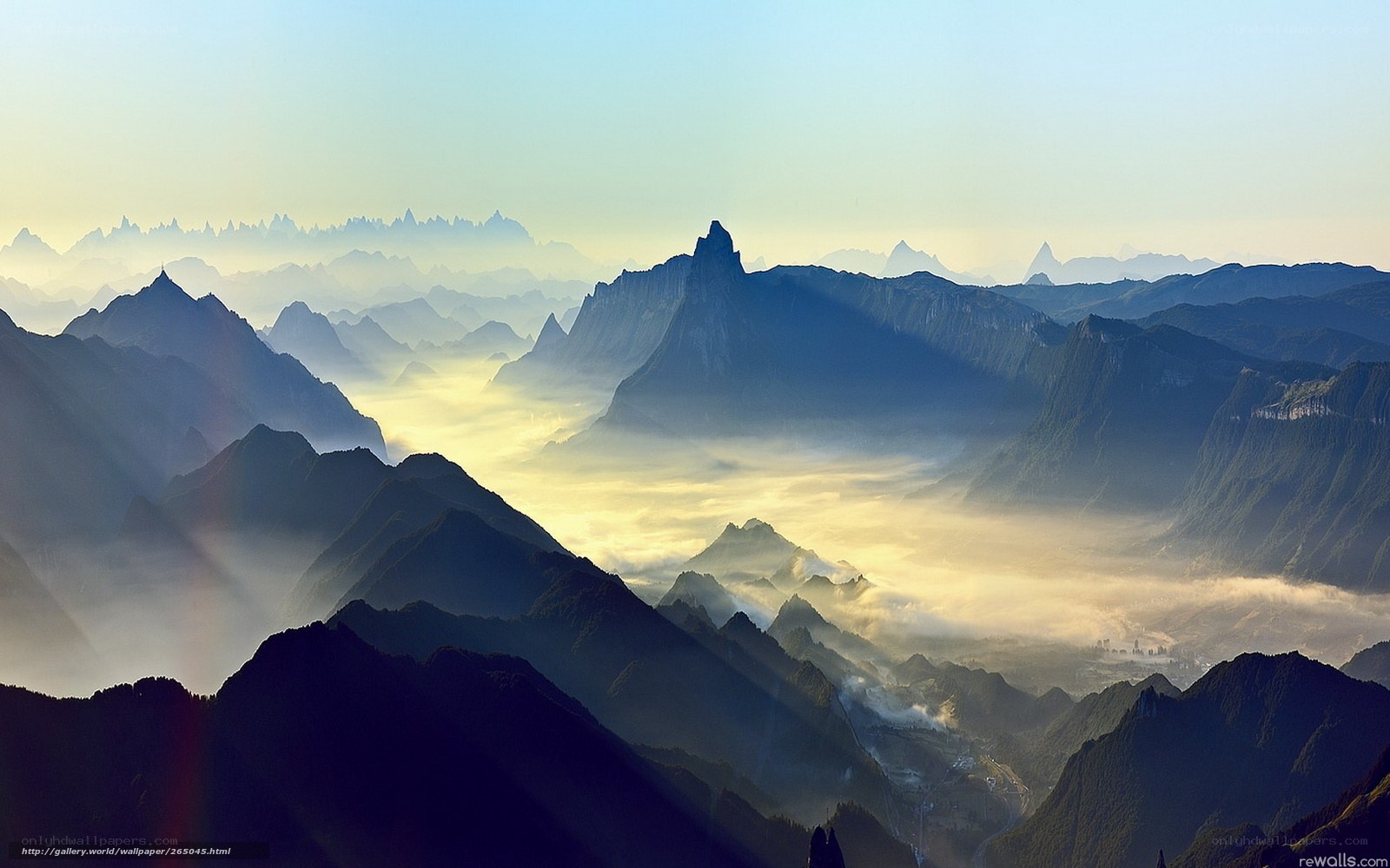 Mountain peaks at sunrise