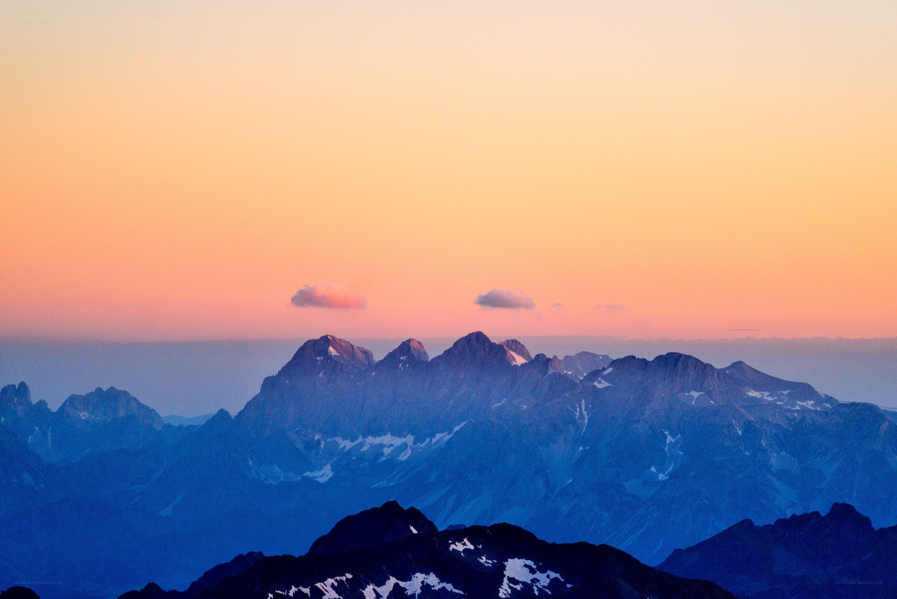 Mountain peaks at sunset
