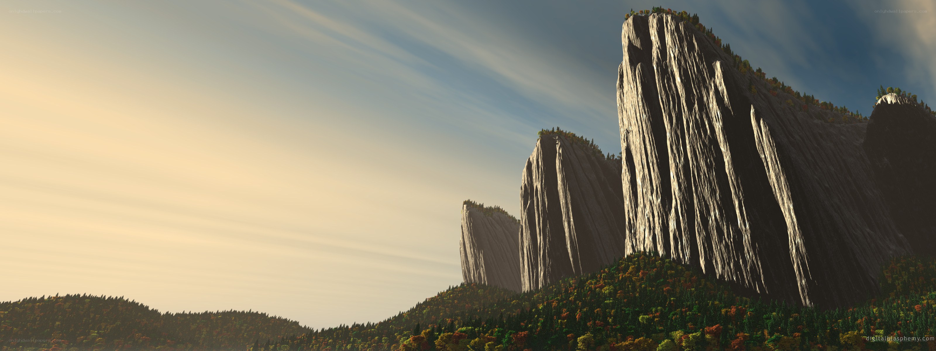 Mountain peaks at sunset