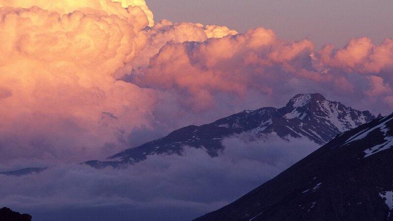 mountain peaks at sunset