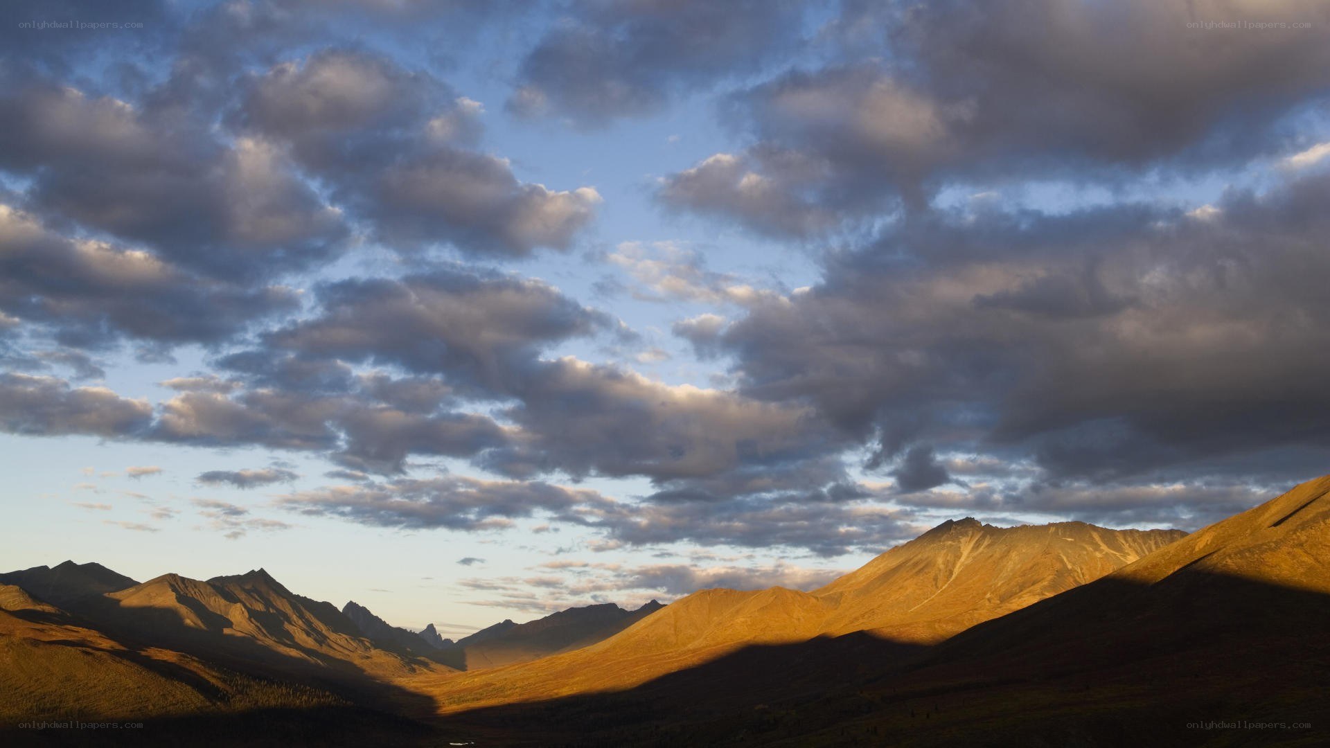 Mountain peaks at sunset