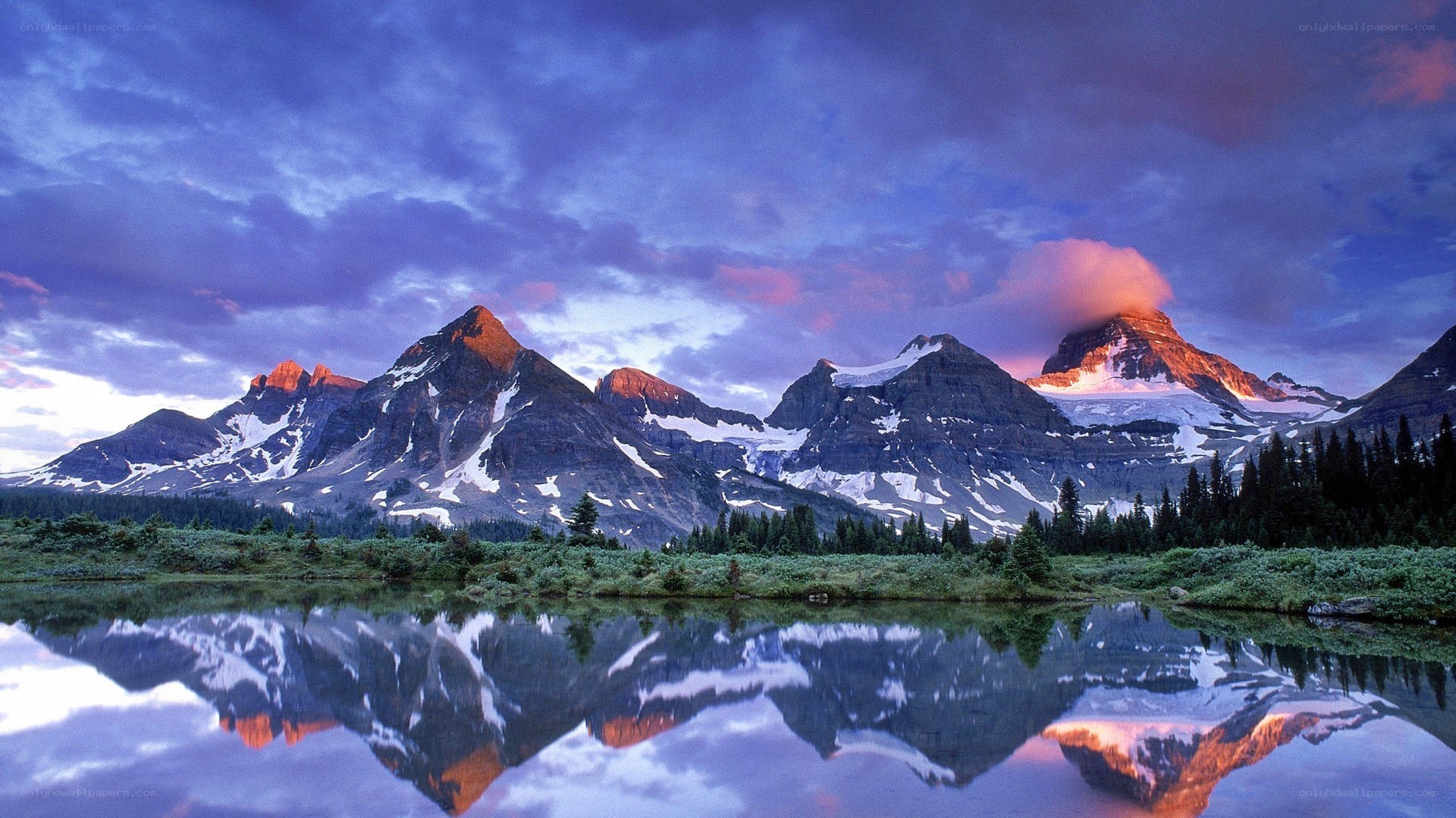Mountain peaks at sunset