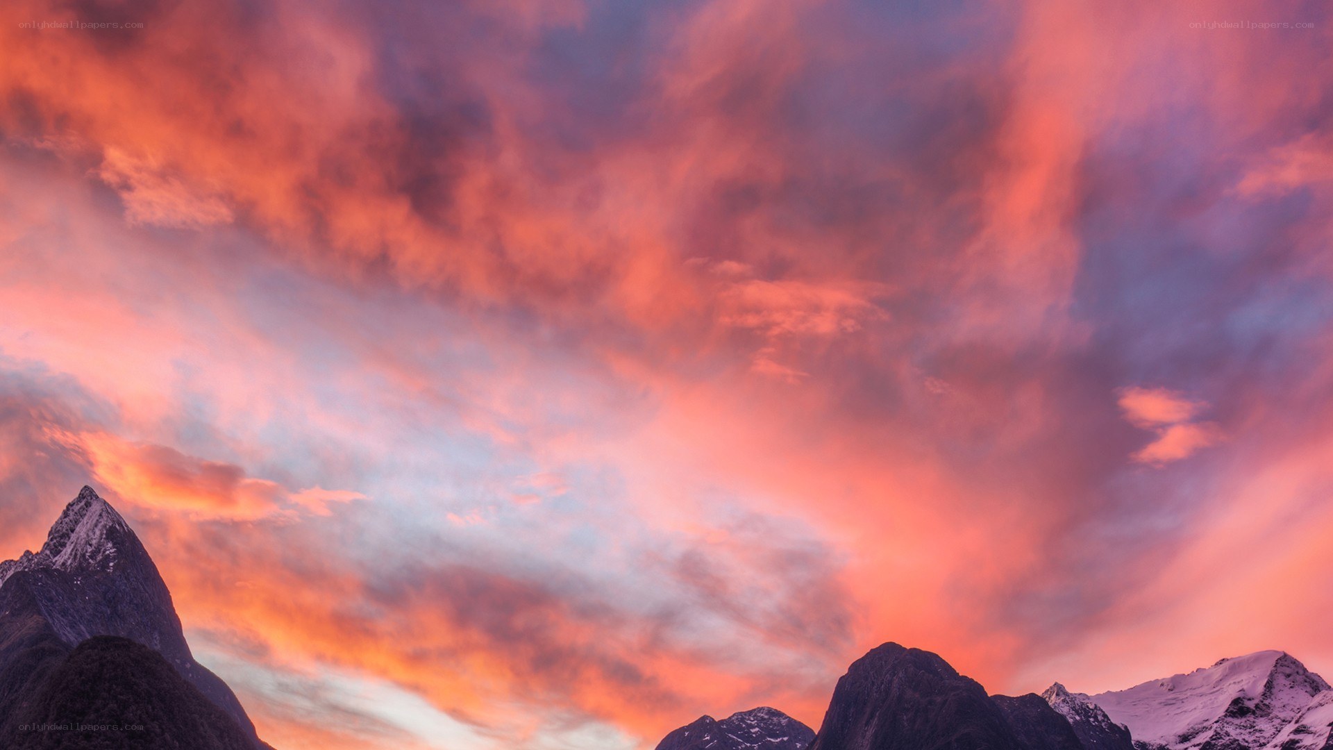 mountain peaks at sunset
