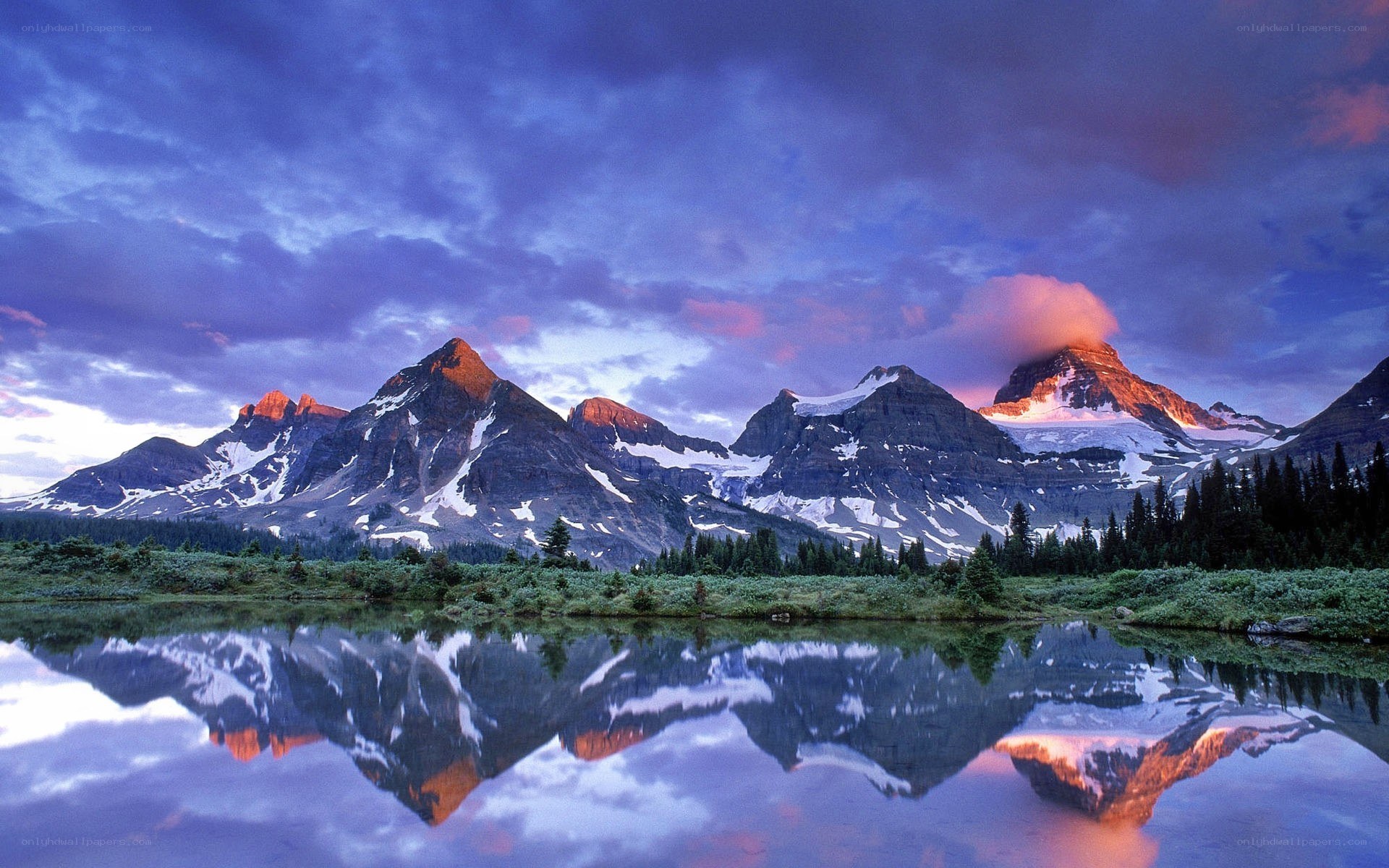 Mountain peaks at sunset