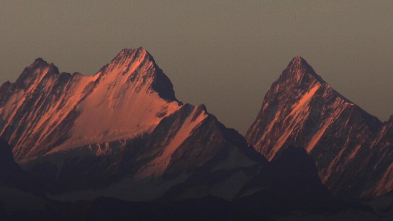 mountain peaks at sunset