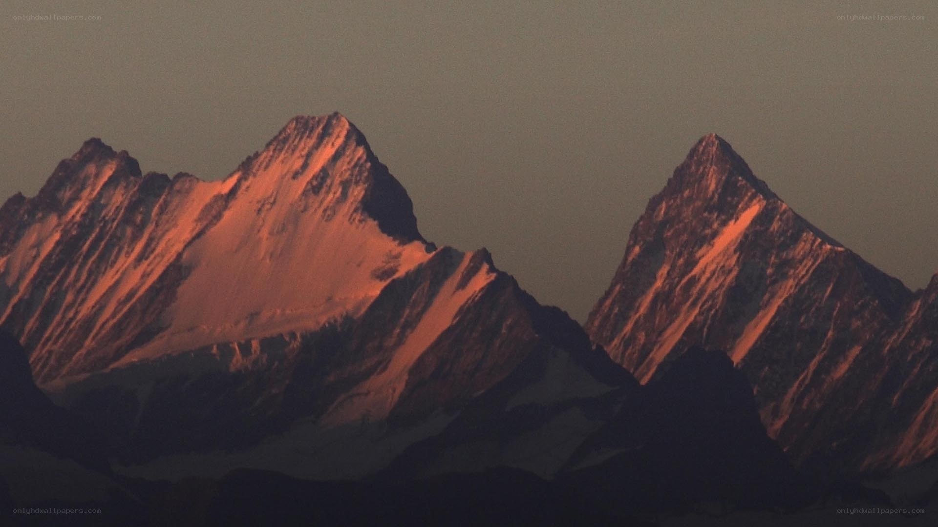 mountain peaks at sunset