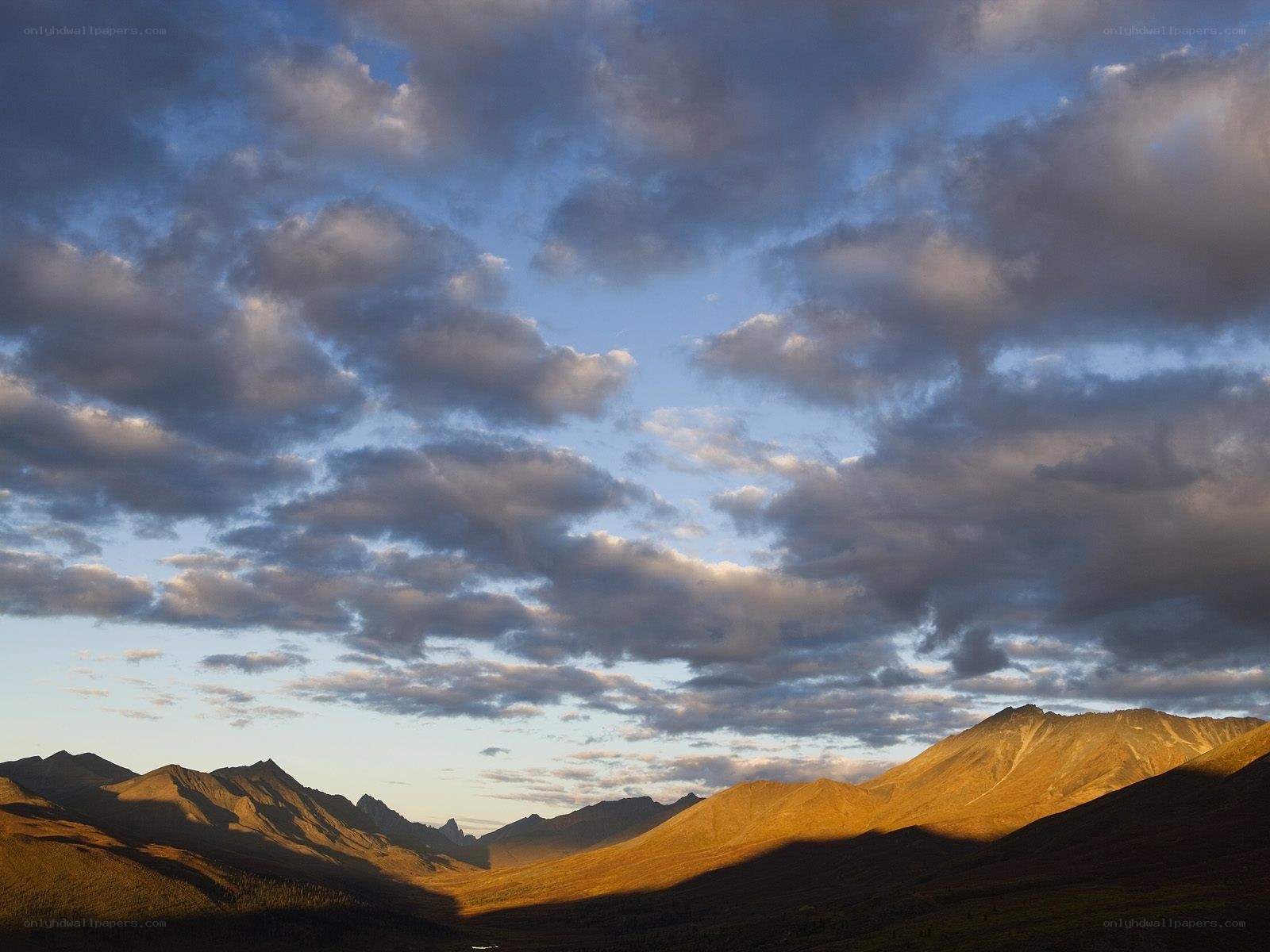 Mountain peaks at sunset