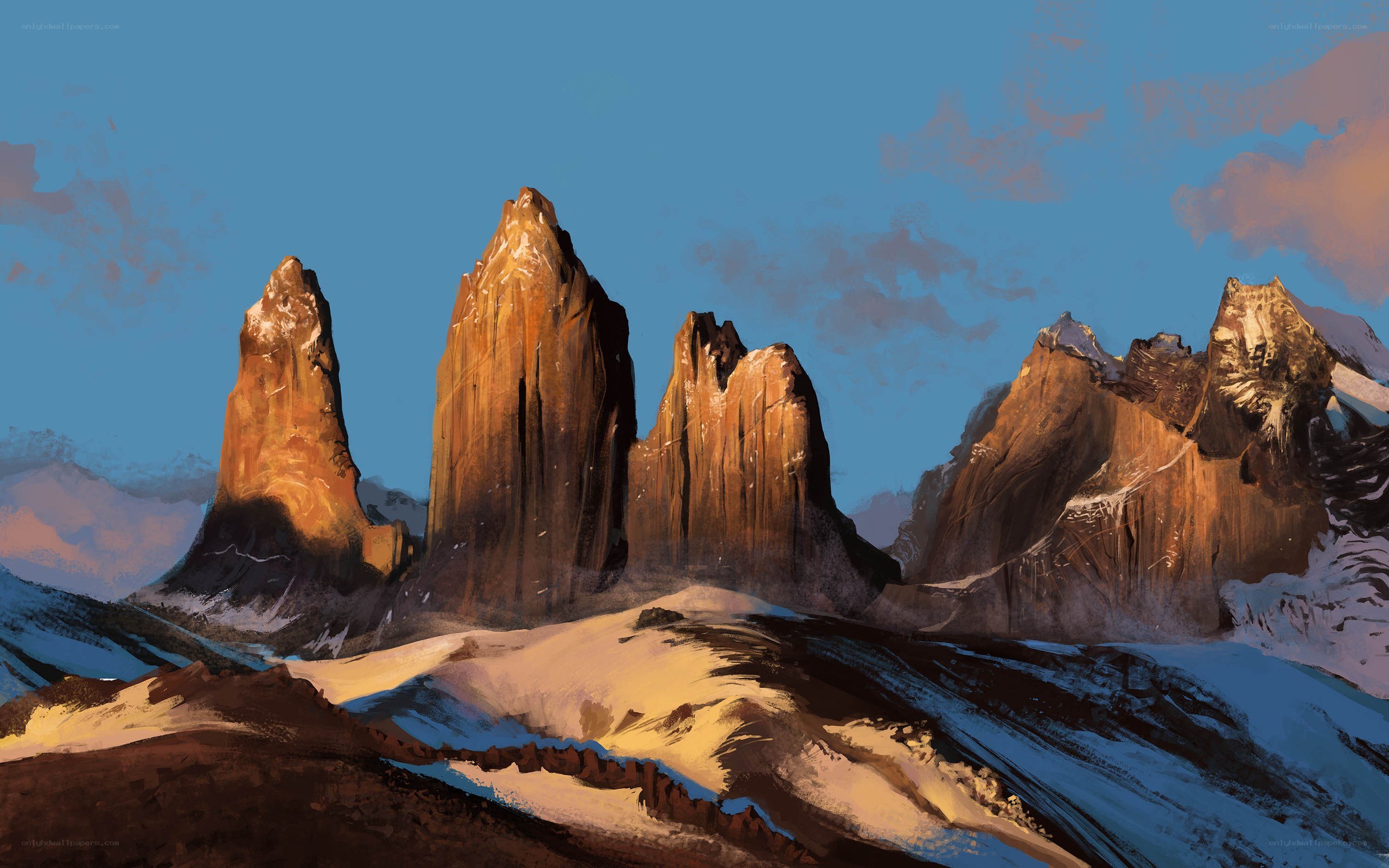 mountain peaks at sunset
