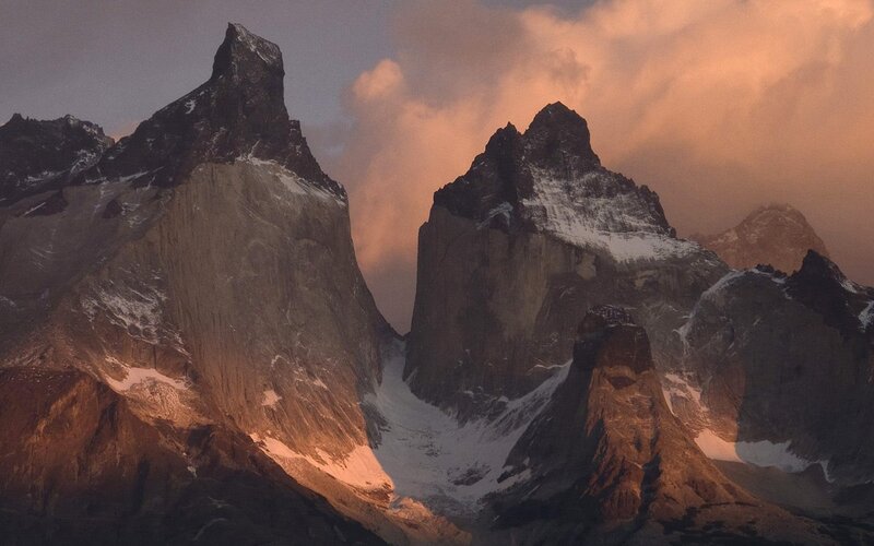 Mountain Peaks at Sunset — Dramatic
