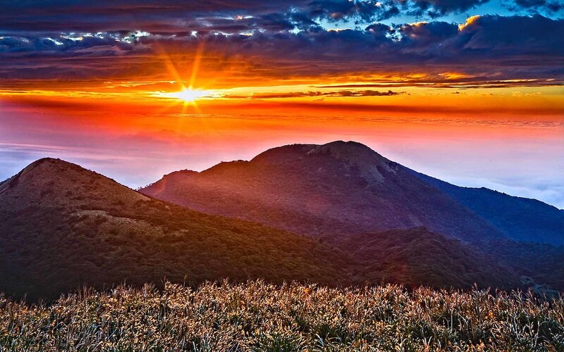 Mountain Peaks at Sunset — Orange