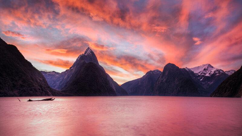 Mountain Peaks at Sunset — Pink