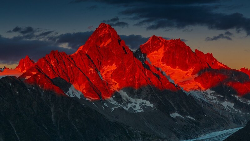 Mountain Peaks at Sunset — Red, Dramatic