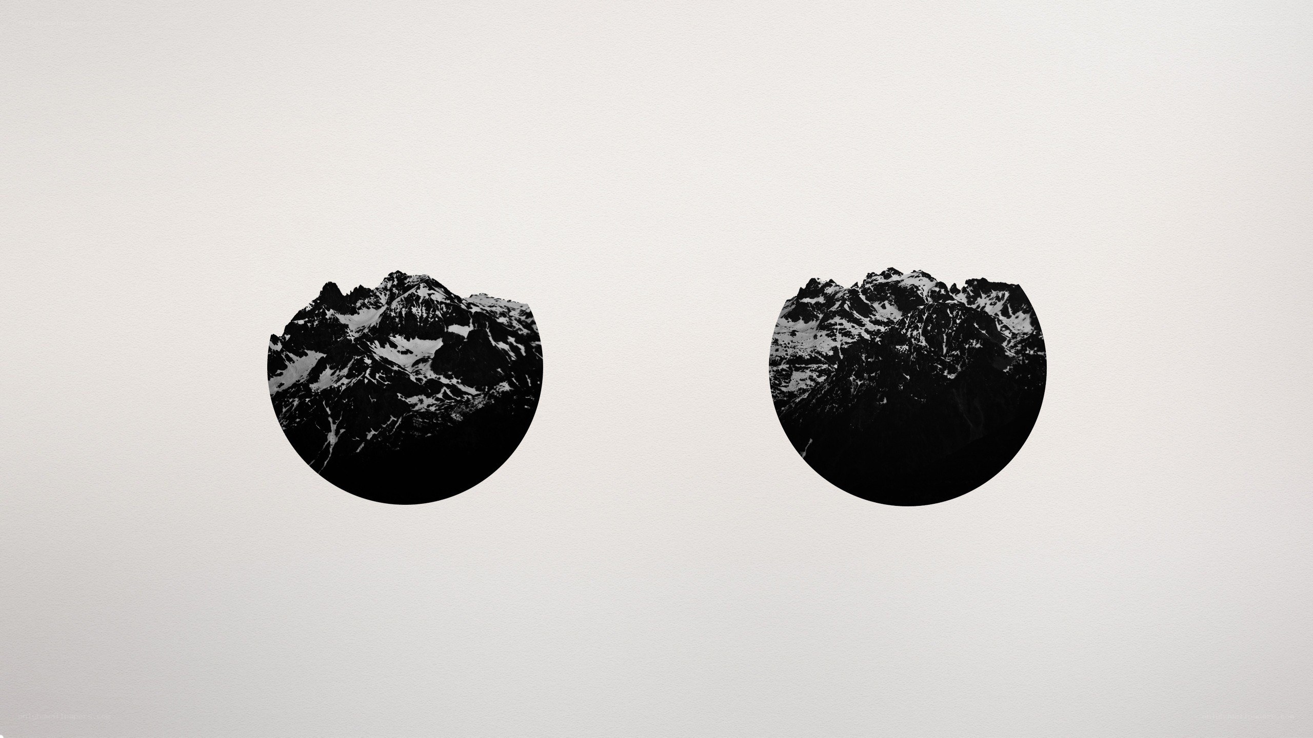 mountain peaks in circular frames
