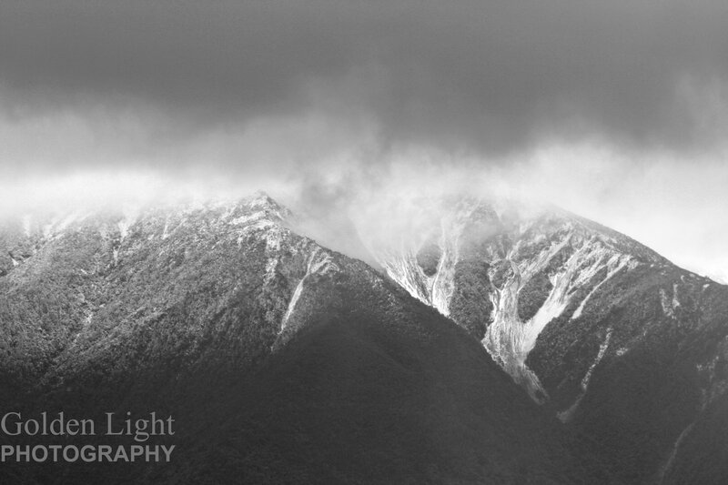 Mountain peaks in mist