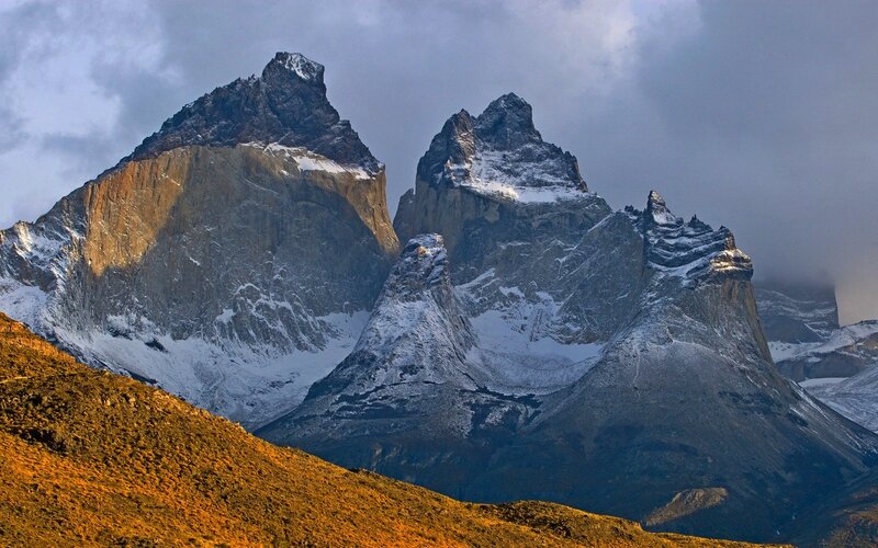 Mountain Peaks in Snow — Gray, Dramatic