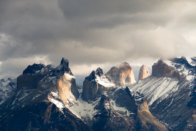 Mountain Peaks in Snow — Gray