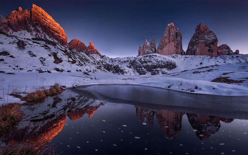 Mountain Peaks in Snow