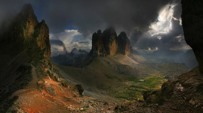 Mountain Peaks in Valley