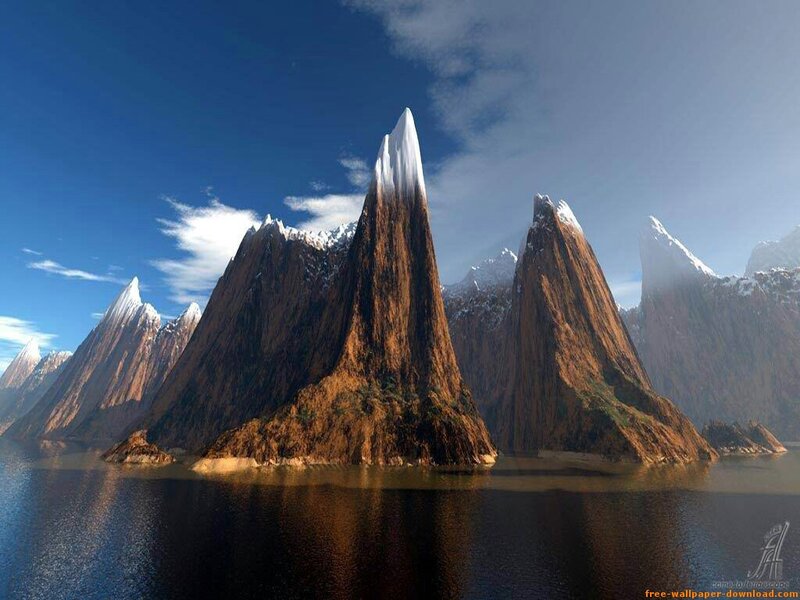 Mountain Peaks in Water — Blue