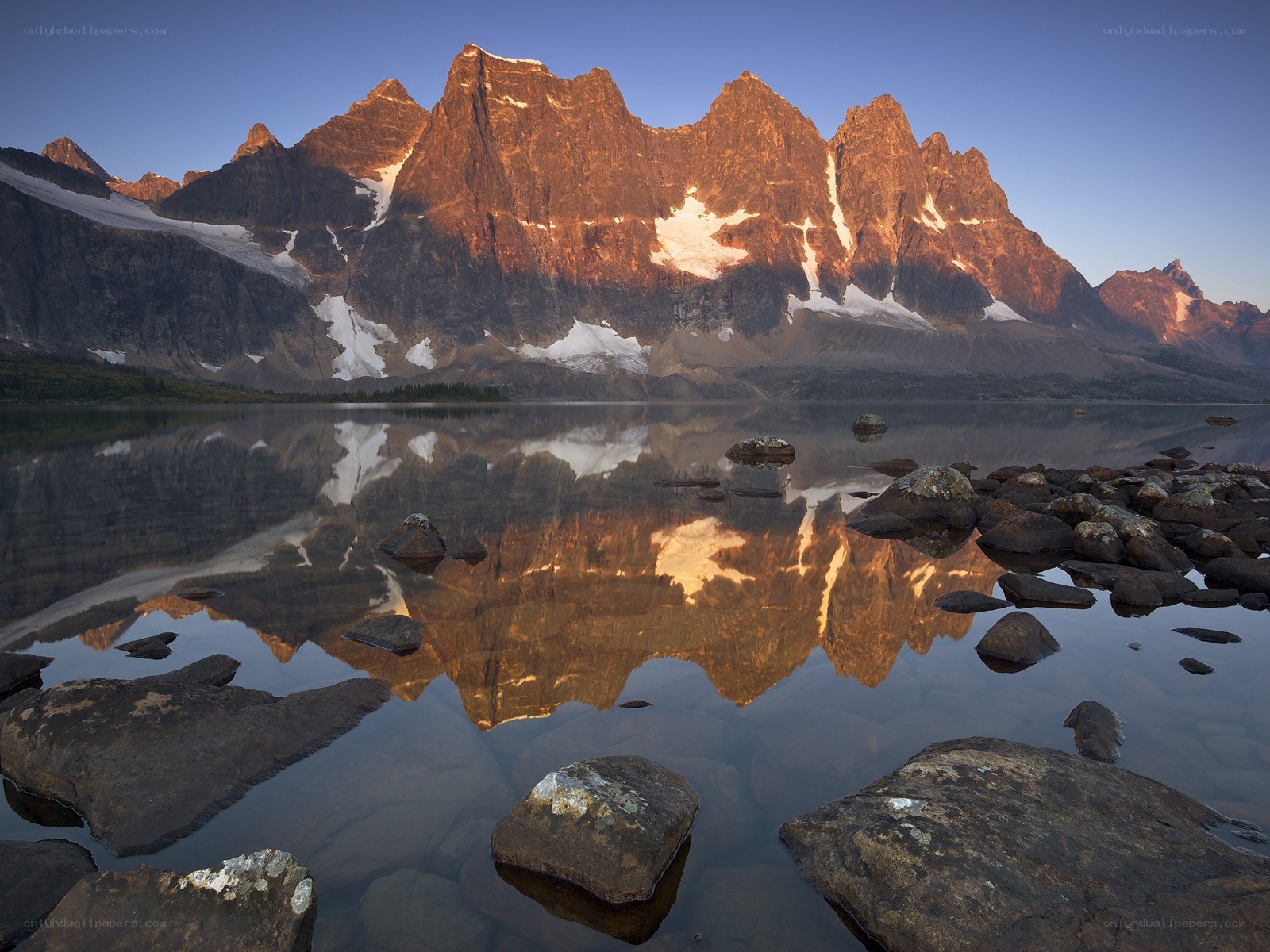 Mountain peaks reflected in a lake