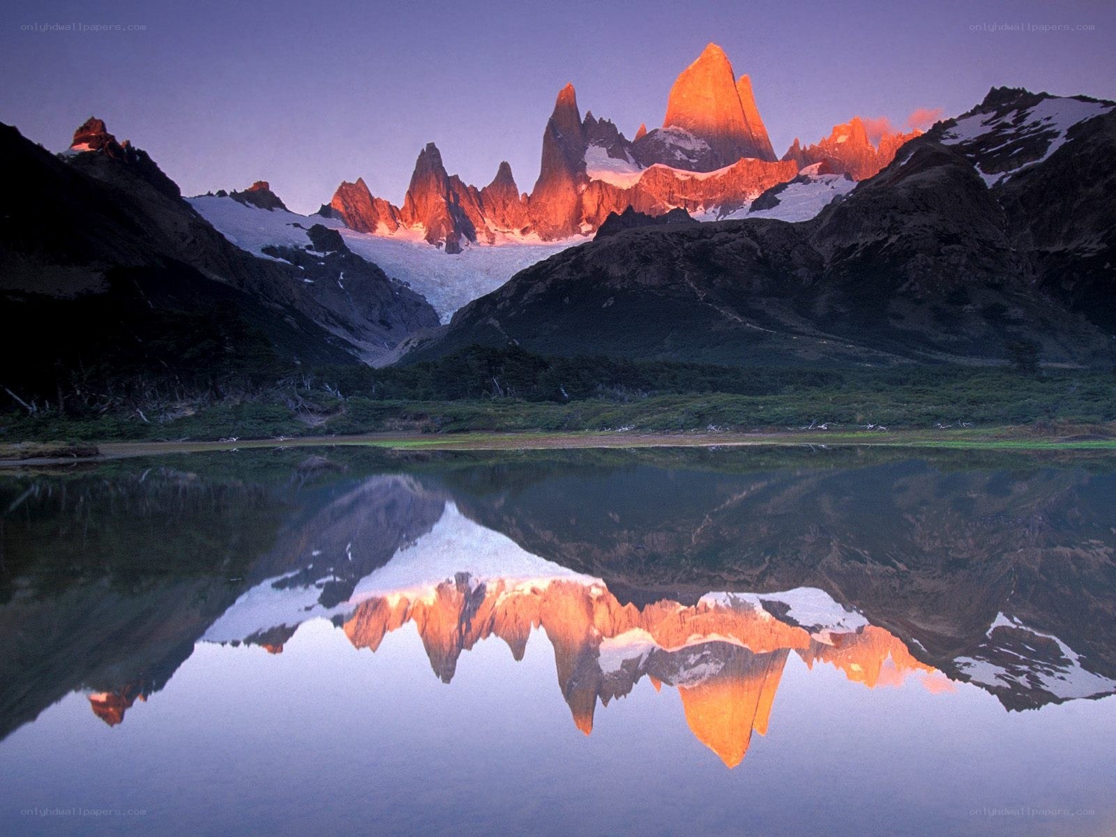Mountain peaks reflected in a lake