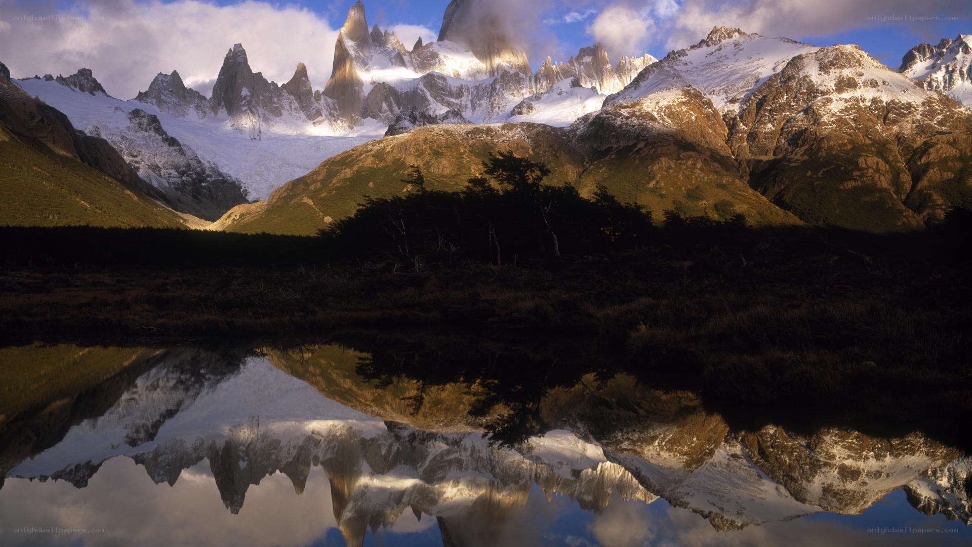 Mountain peaks reflected in a lake