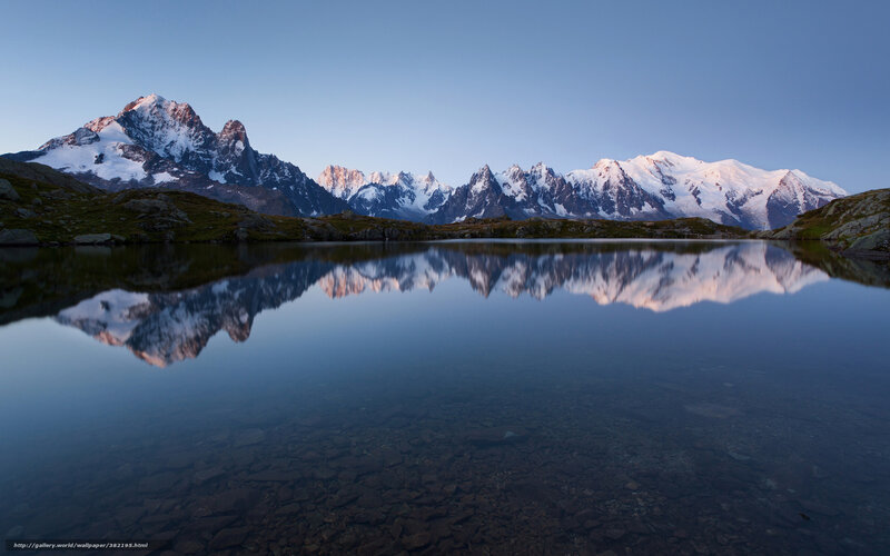 Mountain peaks reflected in a lake
