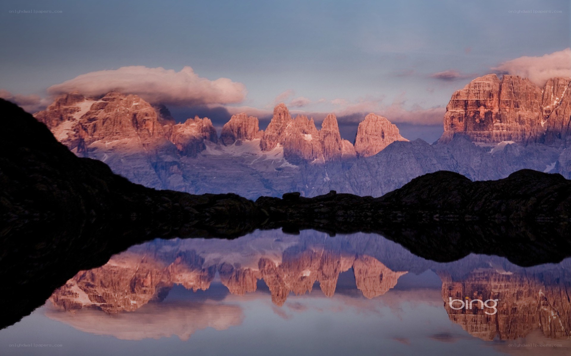 Mountain peaks reflected in a lake