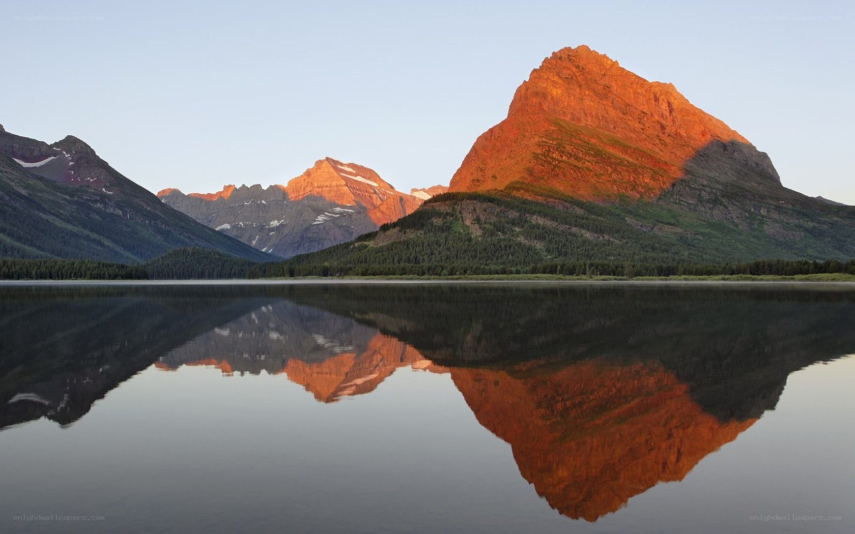 Mountain peaks reflected in a lake