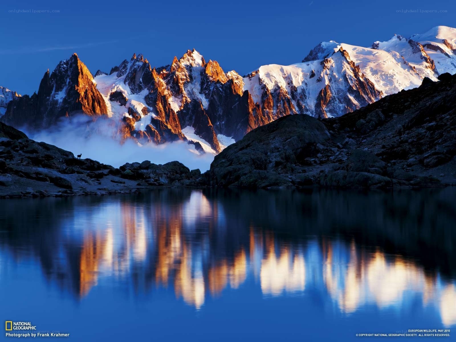 Mountain peaks reflected in a lake