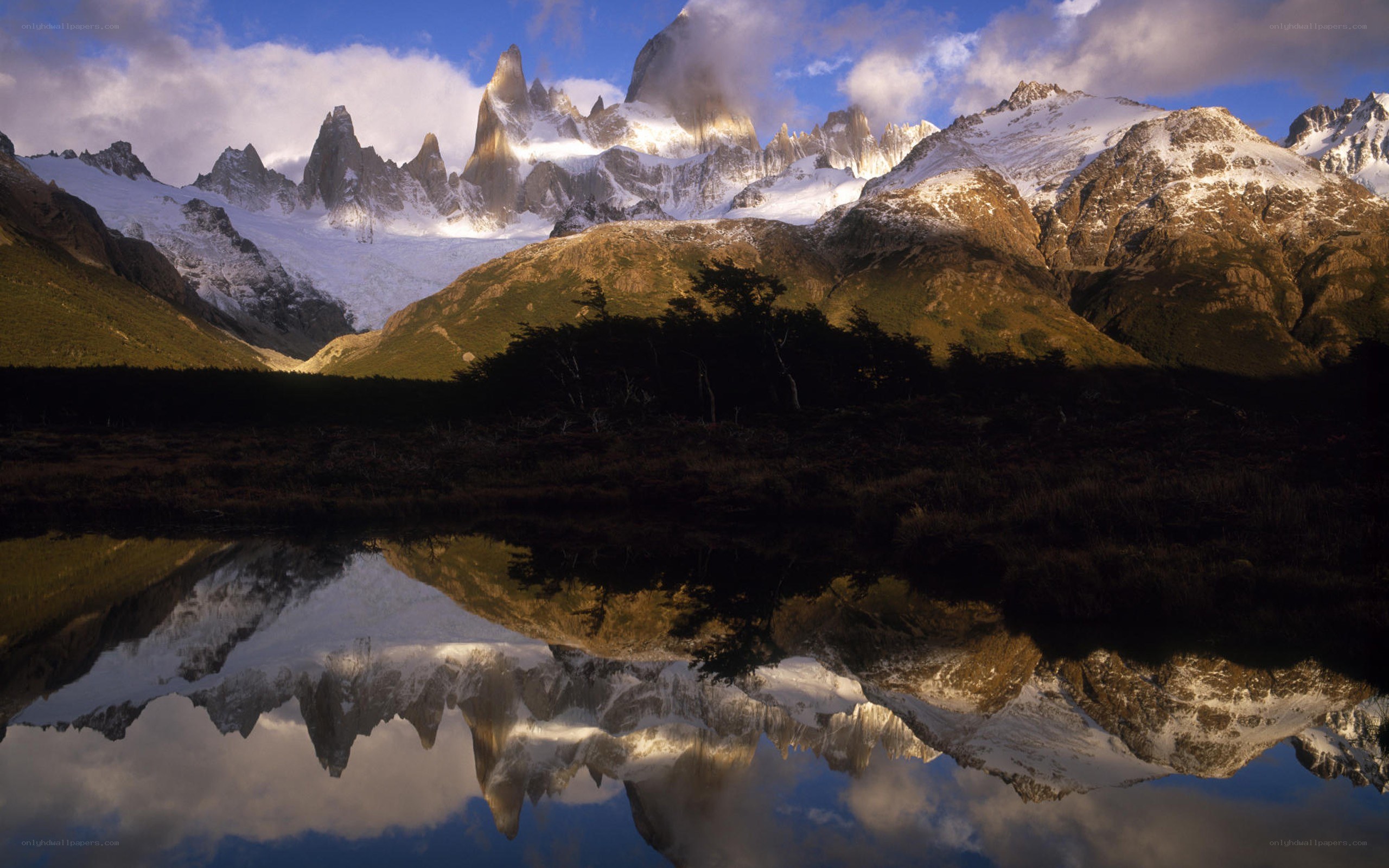 Mountain peaks reflected in a lake
