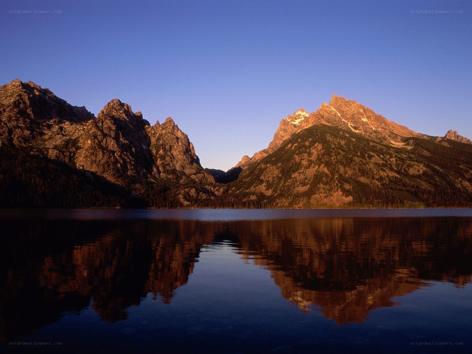 mountain peaks reflected in a lake