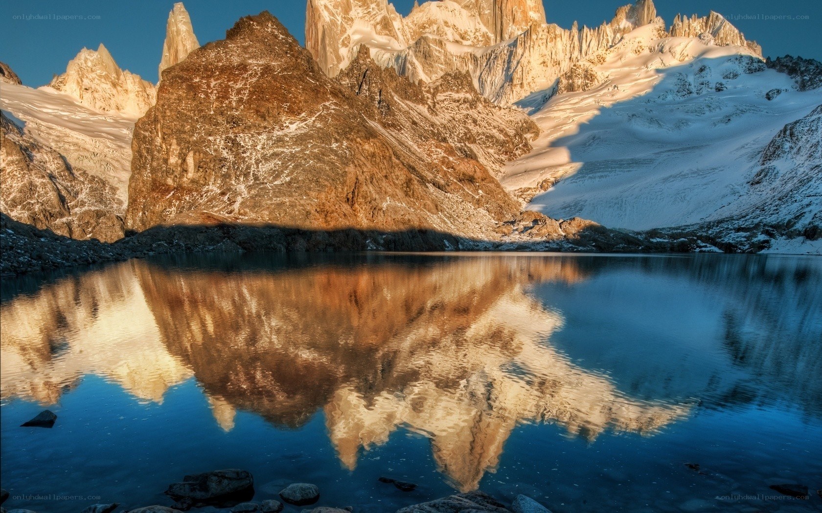 Mountain peaks reflected in a lake