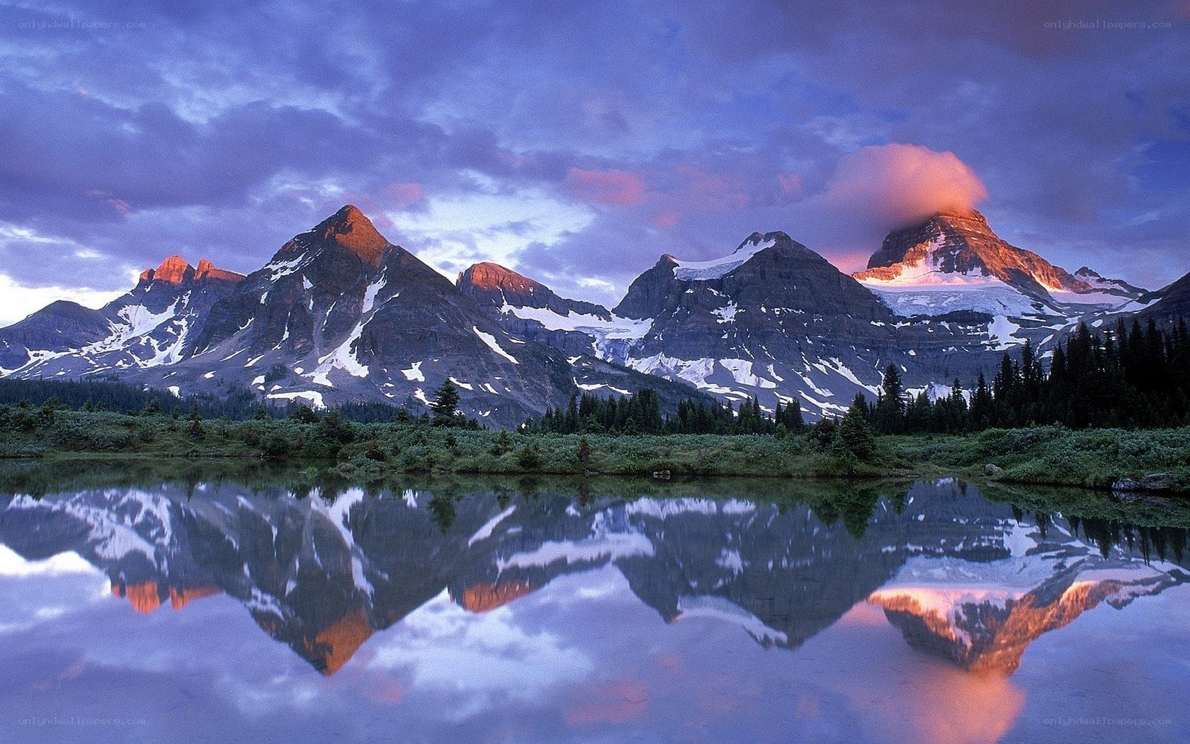 Mountain peaks reflected in a lake